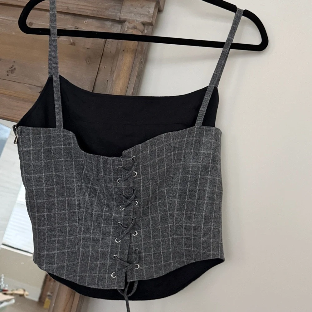 Maje checked corset twill top NEW - Picture 4 of 4